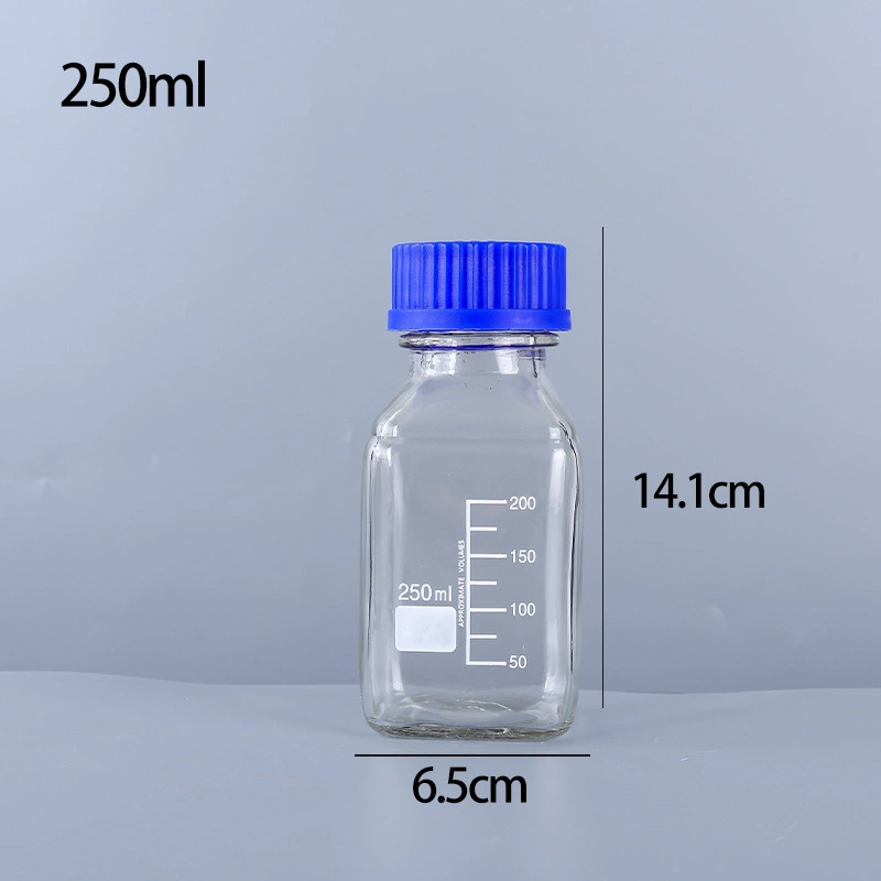 High Quality Laboratory Glass Reagent Bottle 100ml 250ml 500ml 1000ml 2000ml 3000ml Square Glassware